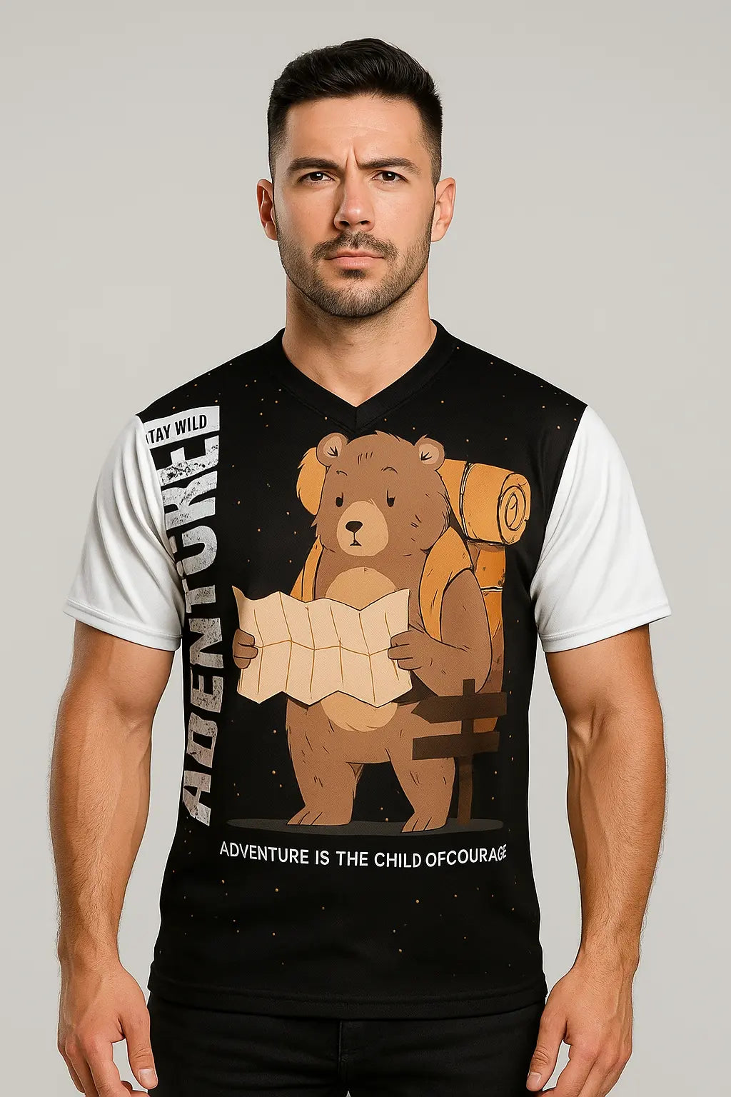 Adventure Bear Hiking T-Shirt – Outdoor Explorer Graphic Tee for Nature Lovers ERAALTO CLOTHING